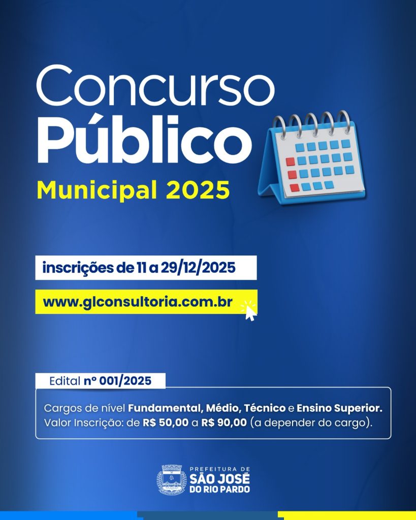 Participe do Concurso Público Municipal 2025. Acesse www.glconsultoria.com.br e confira as vagas.