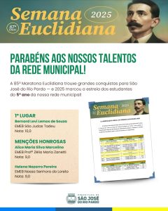 Parabéns aos nossos talentos da Rede Municipal no Ranking da Maratona Euclidiana